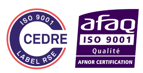 Logos CEDRE ISO 9001 label RSE